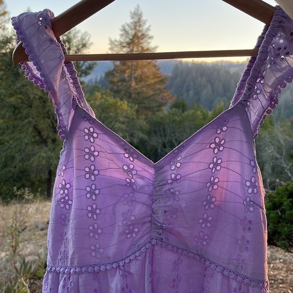Sincerly Jules Dresses & Skirts - Eyelet Lace Lavender Midi Dress